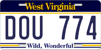 WV license plate DOU774