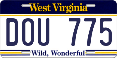 WV license plate DOU775