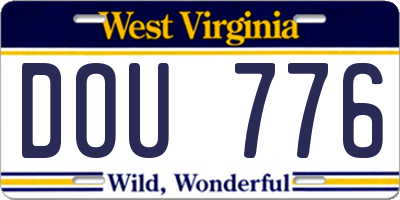 WV license plate DOU776