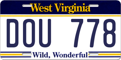 WV license plate DOU778