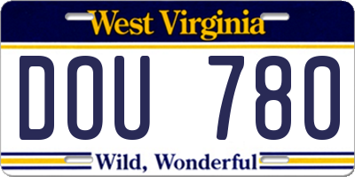 WV license plate DOU780