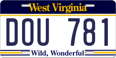 WV license plate DOU781