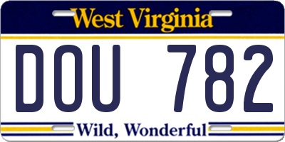 WV license plate DOU782