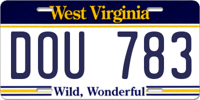 WV license plate DOU783