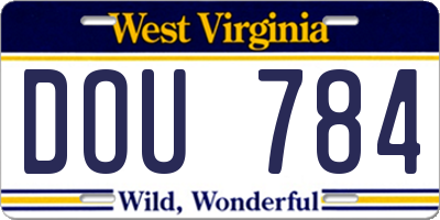 WV license plate DOU784