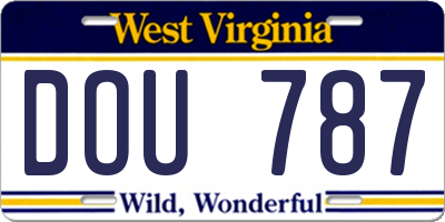 WV license plate DOU787