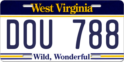 WV license plate DOU788