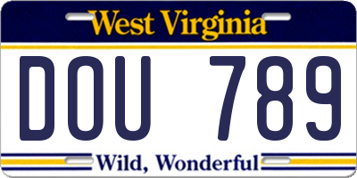 WV license plate DOU789