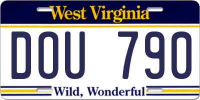 WV license plate DOU790