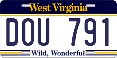 WV license plate DOU791