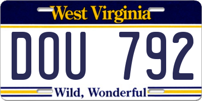 WV license plate DOU792