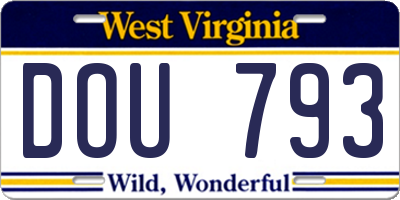 WV license plate DOU793