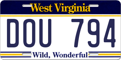 WV license plate DOU794