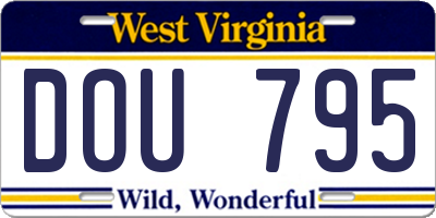 WV license plate DOU795