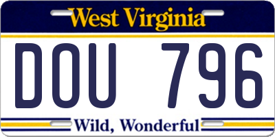 WV license plate DOU796