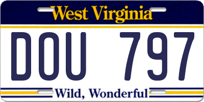 WV license plate DOU797