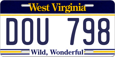 WV license plate DOU798
