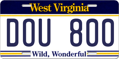 WV license plate DOU800