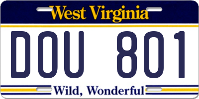 WV license plate DOU801