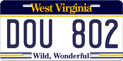 WV license plate DOU802
