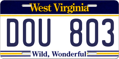 WV license plate DOU803