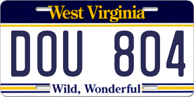 WV license plate DOU804