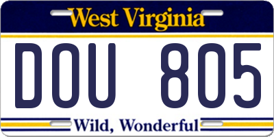 WV license plate DOU805