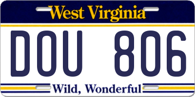 WV license plate DOU806