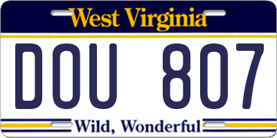 WV license plate DOU807