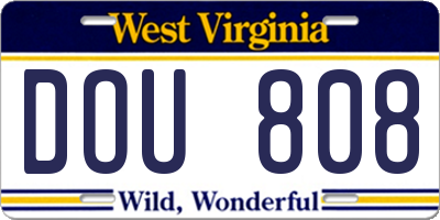 WV license plate DOU808
