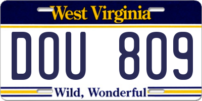 WV license plate DOU809