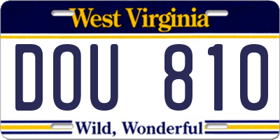 WV license plate DOU810