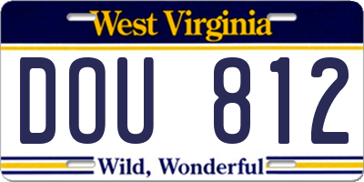 WV license plate DOU812