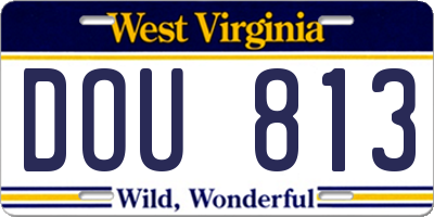 WV license plate DOU813