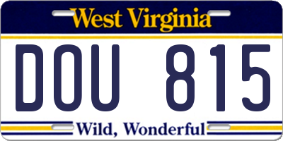 WV license plate DOU815
