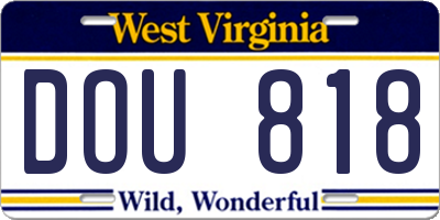 WV license plate DOU818