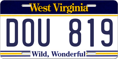 WV license plate DOU819
