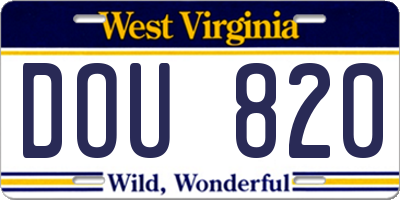 WV license plate DOU820
