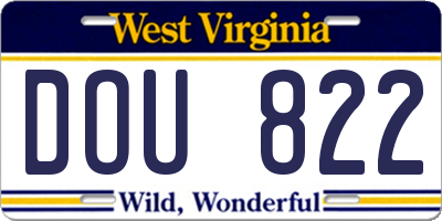 WV license plate DOU822