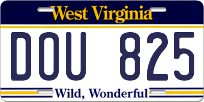 WV license plate DOU825