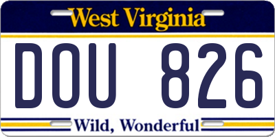 WV license plate DOU826
