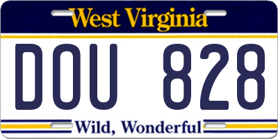 WV license plate DOU828