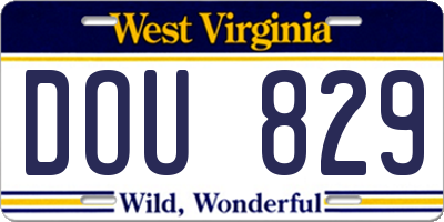 WV license plate DOU829