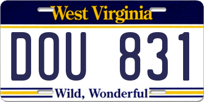 WV license plate DOU831