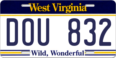 WV license plate DOU832