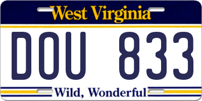 WV license plate DOU833