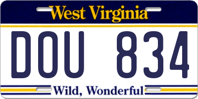 WV license plate DOU834