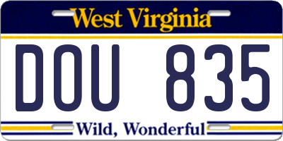 WV license plate DOU835