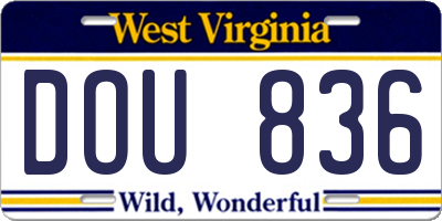 WV license plate DOU836