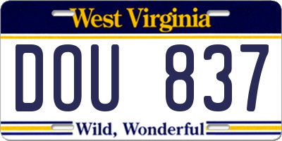 WV license plate DOU837